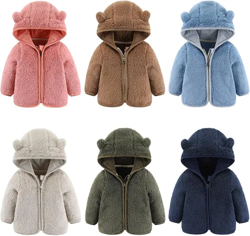 Vista 5 de Chaqueta de abrigo con capucha con forro polar, para recién nacidos, bebés, niños y niñas, diseño de dibujos animados, con orejas, abrigo cálido