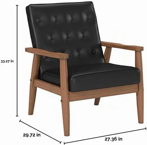 Vista 7 de Silla lounge Sorrento de Baxton Studio, Madera, Negro