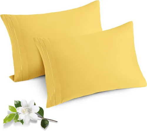 Vista 26 de Horbaunal Paquete de 2 fundas de almohada de microfibra de tamaño estándar, color azul, con cierre de sobre, 1800 hilos, suaves y resistentes al