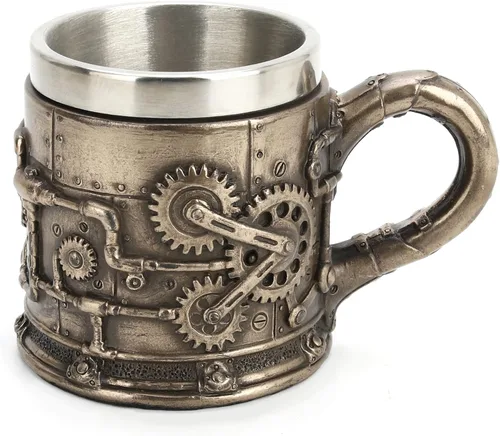 Vista 2 de Veronese Design Vaso de chupito Steampunk Gear de 2 oz con inserto de acero inoxidable extraíble