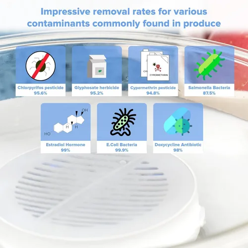 Vista 5 de AquaPure Limpiador de frutas y verduras – Lavadora de productos impermeable con función de electrólisis, lavadora portátil de frutas y verduras