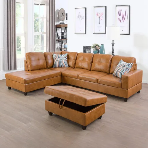 Vista 7 de A Ainehome Sofá seccional de sala de estar, juego de muebles de 97 pulgadas de ancho en forma de L, sofá pequeño para espacio pequeño, sofá de cuero