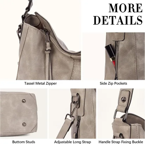 Vista 4 de BOSTANTEN Bolsos para mujer, bolsos de cuero de diseñador, bolsos hobo bolsos de hombro para mujer, bolsos cruzados con borla