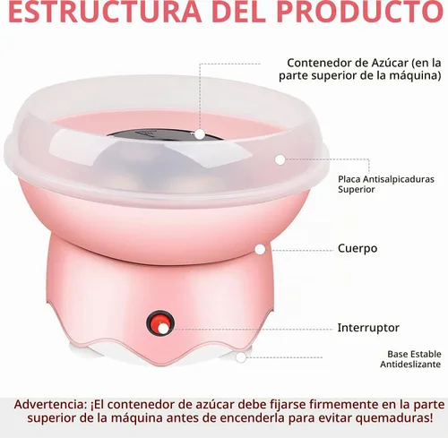 Vista 5 de Máquina de algodón de azúcar para niños, máquina de hilo dental de caramelo, mini máquina eléctrica portátil de algodón para el hogar, cumpleaños