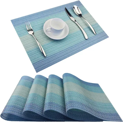 Vista 63 de Manteles individuales de vinilo resistentes al calor, lavables, fáciles de limpiar, manteles individuales de plástico para cocina, mesa de comedor