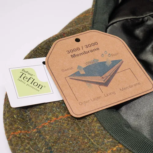 Vista 2 de Borges & Scott Gorra plana Woodsman - Totalmente impermeable - Yorkshire Tweed - Exterior 100% lana Cuadros dorados