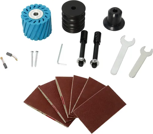 Vista 9 de Pulidora de cuero Lijadora 350W 0-8000RPM Máquina de pulido de cuero 110V máquina de pulir borde con 6 mangas de lijado
