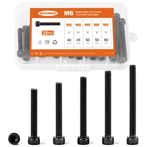 Vista 24 de Tornillos de cabeza hexagonal M3 x 4 mm, 6 mm, 8 mm, 10 mm, 12 mm, pernos de acero de aleación de grado 12.9, acabado de óxido negro, unidad