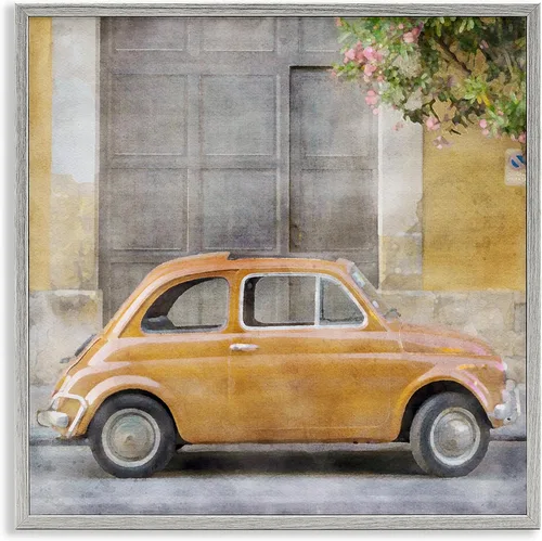 Vista 10 de Stupell Industries Arte Giclée enmarcado con coche amarillo de LSR Design Studio Enmarcado en blanco
