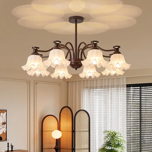 Vista 8 de Candelabro de globo de cristal verde con 6 luces, lámpara colgante moderna de mediados de siglo, lámpara colgante Art Deco para comedor, cocina