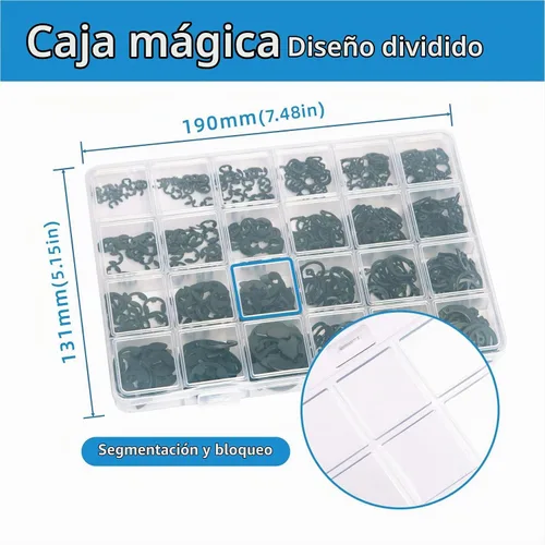 Vista 7 de Mariyandh Juego de 324 piezas de clips E (2.0 mm-12 mm) y anillos de retención externos, kit de surtido de anillos de resorte, surtido de clips C