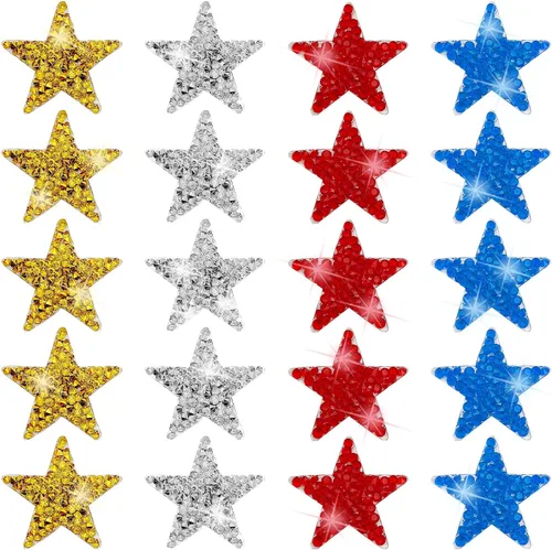 Vista 8 de Ximalun 37 parches de estrellas de 6 tamaños para planchar, apliques de estrella con diamantes de imitación, parches adhesivos para planchar en Negro