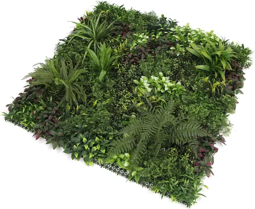 Vista 7 de ULAND Paneles de pared de plantas artificiales, 1 pieza de 40 x 40 pulgadas, decoración de fondo de pared de césped verde, hojas de hiedra