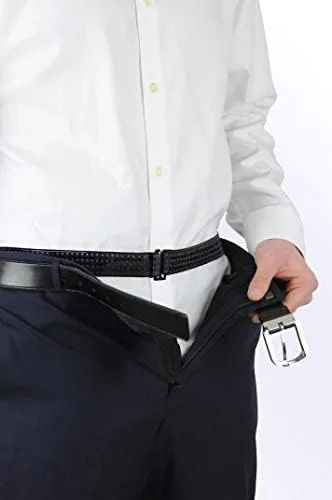 Vista 4 de BELTAWAY Mantén las camisas metidas en Tuck N Stay extra agarre, cinturón elástico ajustable, aspecto limpio para el trabajo, vestido casual, Negro
