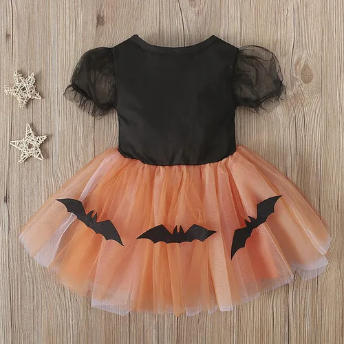 Vista 3 de FEORJGP Vestido de tul de Halloween para niñas pequeñas, vestido de tela de araña, vestido de bruja de Halloween para niñas pequeñas