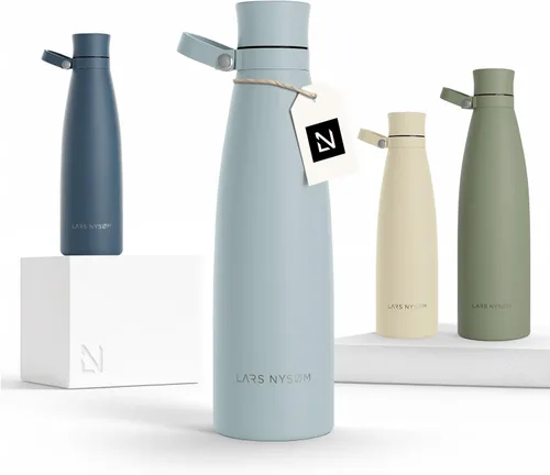 Vista 30 de LARS NYSØM Botella de agua aislada de acero inoxidable de 25 onzas, 34 onzas, frasco térmico aislado para bebidas calientes y frías, botella a Beige