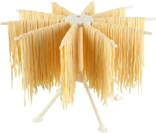 Vista 10 de Ourokhome Escurridor plegable de pasta, plástico plegable casero para espaguetis frescos, colgador de fideos para cocina con 10 brazos, estable