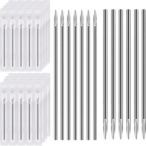 Vista 9 de ATOMUS - Agujas para piercings corporales, calibres 14G / 16G, acero inoxidable estéril desechable, adecuadas para piercing de oreja, nariz