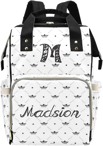 Vista 19 de Mochila de pañales personalizada, regalo con nombre, letras para bebé, color gris, rosa, bolsa de viaje versátil: gran capacidad y múltiples