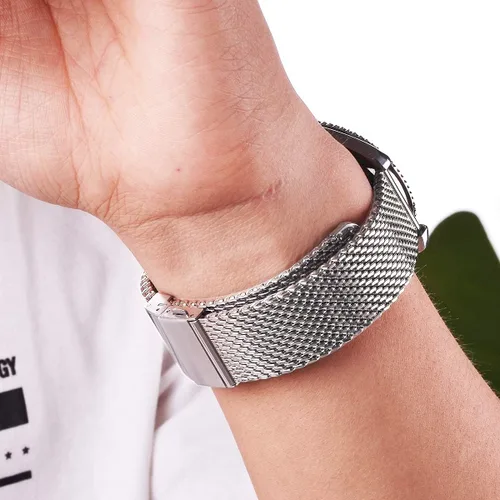 Vista 6 de EACHE Correas de reloj de malla gruesa de acero inoxidable para hombre, correas de reloj ajustables de malla resistente de liberación rápida