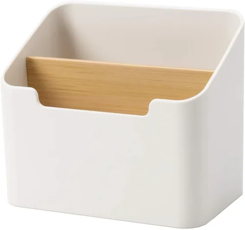 Vista 2 de Poeland - Organizador de escritorio con soporte para control remoto, caja contenedora de almacenamiento para escritorio, suministros de oficina