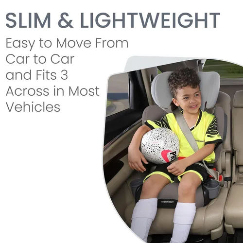 Vista 6 de Britax Highpoint - Asiento elevador de posicionamiento con cinturón y sin espaldar, SafeWash, gris ombré