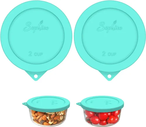 Vista 11 de Sophico - Tapas redondas de silicona para recipiente de almacenamiento de 2 tazas, reemplazo para Pyrex 7200-PC y cuencos de vidrio Anchor Hocking