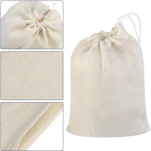 Vista 3 de Tayfremn Bolsas de algodón con cordón, bolsa de muselina reutilizable, bolsas de algodón natural con cordón, bolsa de regalo a granel, bolsa