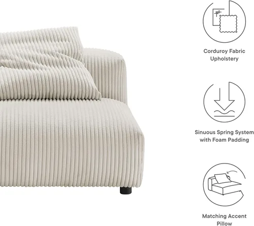Vista 3 de Modway Sofás Solace, de gran tamaño, almendra