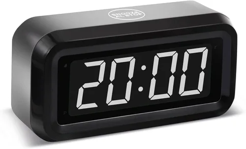 Vista 7 de Reloj despertador digital, funciona con pilas, con pantalla LED para dormitorios, larga duración de batería, brillo ajustable en 3 niveles, 12/24