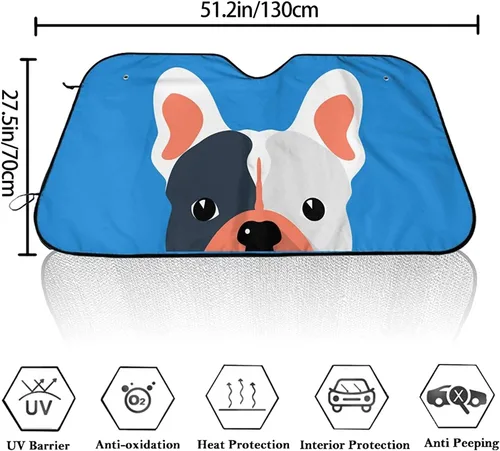 Vista 3 de Parasol personalizado para parabrisas de vehículo, protector de ventana frontal con diseño reflectante, protector contra rayos UV para automóviles