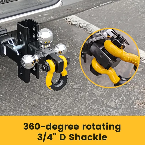 Vista 5 de MAXXHAUL 51003 - Enganche de remolque de tres bolas con pasador de gancho giratorio, abrazadera de remolque de 2 pulgadas, receptor de 12,000 libras