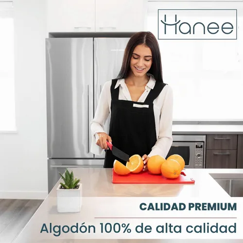 Vista 2 de HANEE Delantales de algodón para mujer y hombre Delantal cruzado con bolsillos