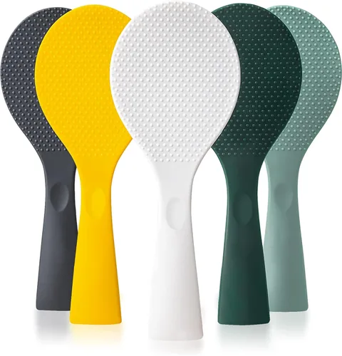 Vista 9 de FireKylin Cuchara de arroz de silicona con paleta antiadherente y soporte, cuchara para olla arrocera resistente al calor, cuchara para servir