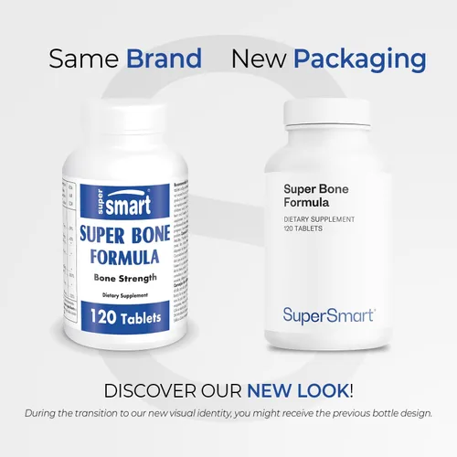 Vista 2 de Supersmart - Fórmula Super Bone - con calcio, magnesio, vitamina D3 y estroncio Sin OMG y sin gluten - 120 tabletas