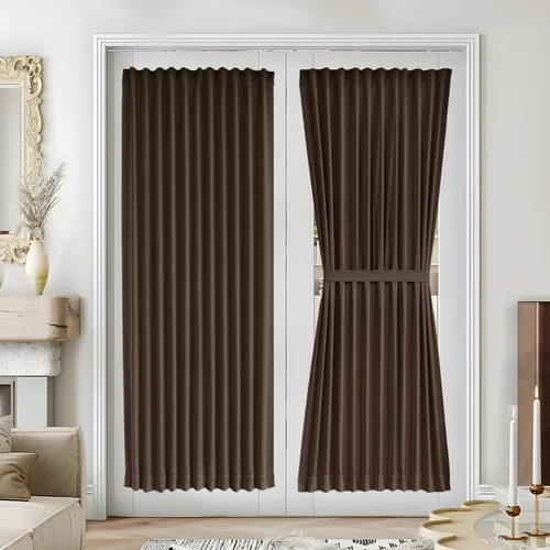 Vista 17 de Vatge Cortinas laterales autoadhesivas para puertas de cristal, sin taladro, extraíble, panel de filtrado de luz, 1 panel, 12 pulgadas de ancho x 60