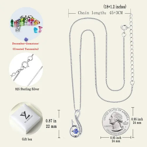 Vista 6 de YL Collar de sirena de plata de ley con colgante de delfín y circonita cúbica