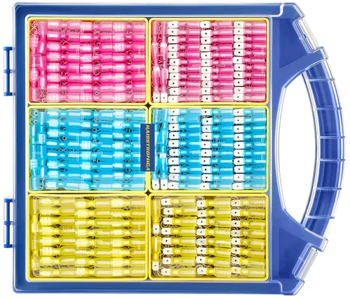 Vista 11 de haisstronica 100 conectores de pala termorretráctiles, AWG 22-10, conectores de cable de desconexión rápida, terminales de pala hembra y macho