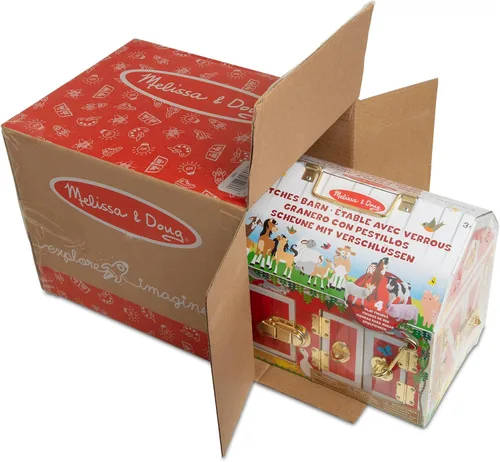 Vista 4 de Melissa & Doug – Juego sensorial de cierres para granero, juguete de puertas y cerraduras, animales de granja, para niños mayores de 3 años