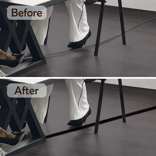Vista 4 de Rubber Bond Protector de cable de piso - Cubiertas de cable autoadhesivas fuertes para cables - Cubiertas de cable de extensión de perfil bajo