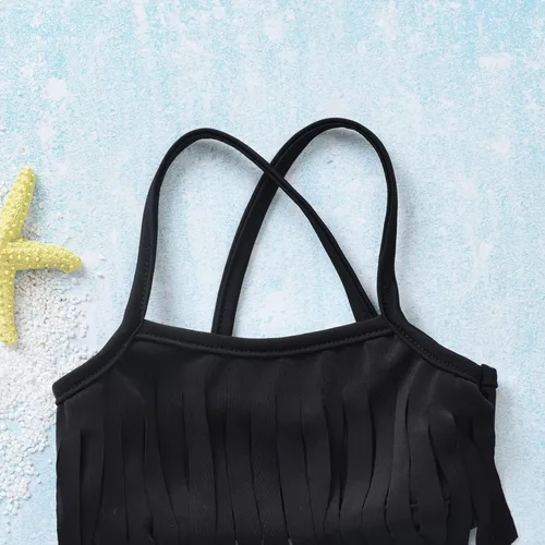 Vista 2 de Traje de baño de dos piezas con borlas, traje de baño de verano para niñas pequeñas