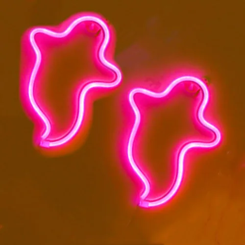 Vista 6 de Letreros LED de neón de fantasma, lámpara de noche decorativa de terror, funciona con pilas, luces góticas inalámbricas, decoraciones de Halloween