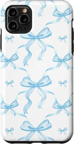 Vista 13 de Cintas y lazos estéticos de color azul claro para iPhone 16 en estuche de acuarela