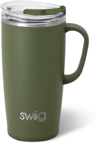Vista 21 de Swig Life - Taza de viaje de 18 onzas, vaso con aislamiento con asa y tapa, apto para portavasos, apto para lavavajillas, de acero inoxidable, taza