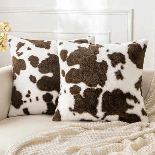 Vista 8 de Juego de 2 fundas de almohada de lujo de piel sintética para sofá, decorativas, suaves, esponjosas, para sala de estar, dormitorio, automóvil