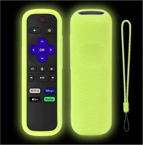Vista 9 de Funda protectora de silicona para control remoto de Roku Funda universal para control remoto Roku de TCL Hisense con rastreador, luz en la Azul