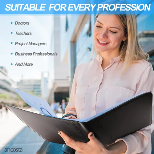 Vista 3 de Portafolio padfolio Jancosta de negocios tamaño carta con bloc de notas rellenables, Negro