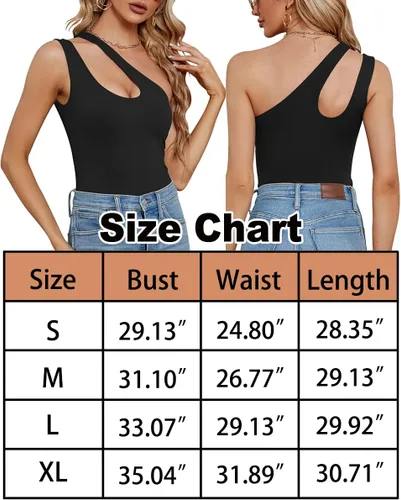 Vista 6 de WAYMAKER Camiseta sin mangas sexy con un hombro recortado frontal sin espalda para mujer