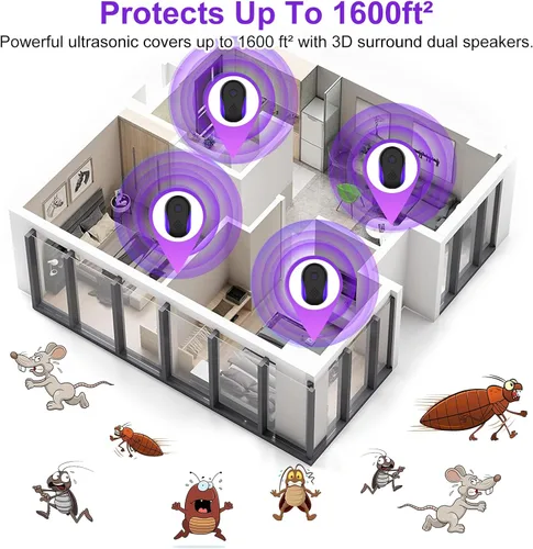 Vista 5 de 2025 Repelente ultrasónico mejorado de 6 paquetes, repelente ultrasónico y repelente de interior para cucarachas, roedores, ratones, insectos