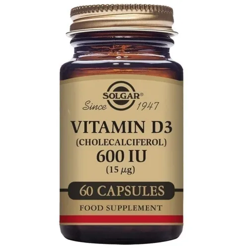 Vista 2 de Vitamina D3 (Colecalciferol) Solgar 600 iu 60 Cápsulas